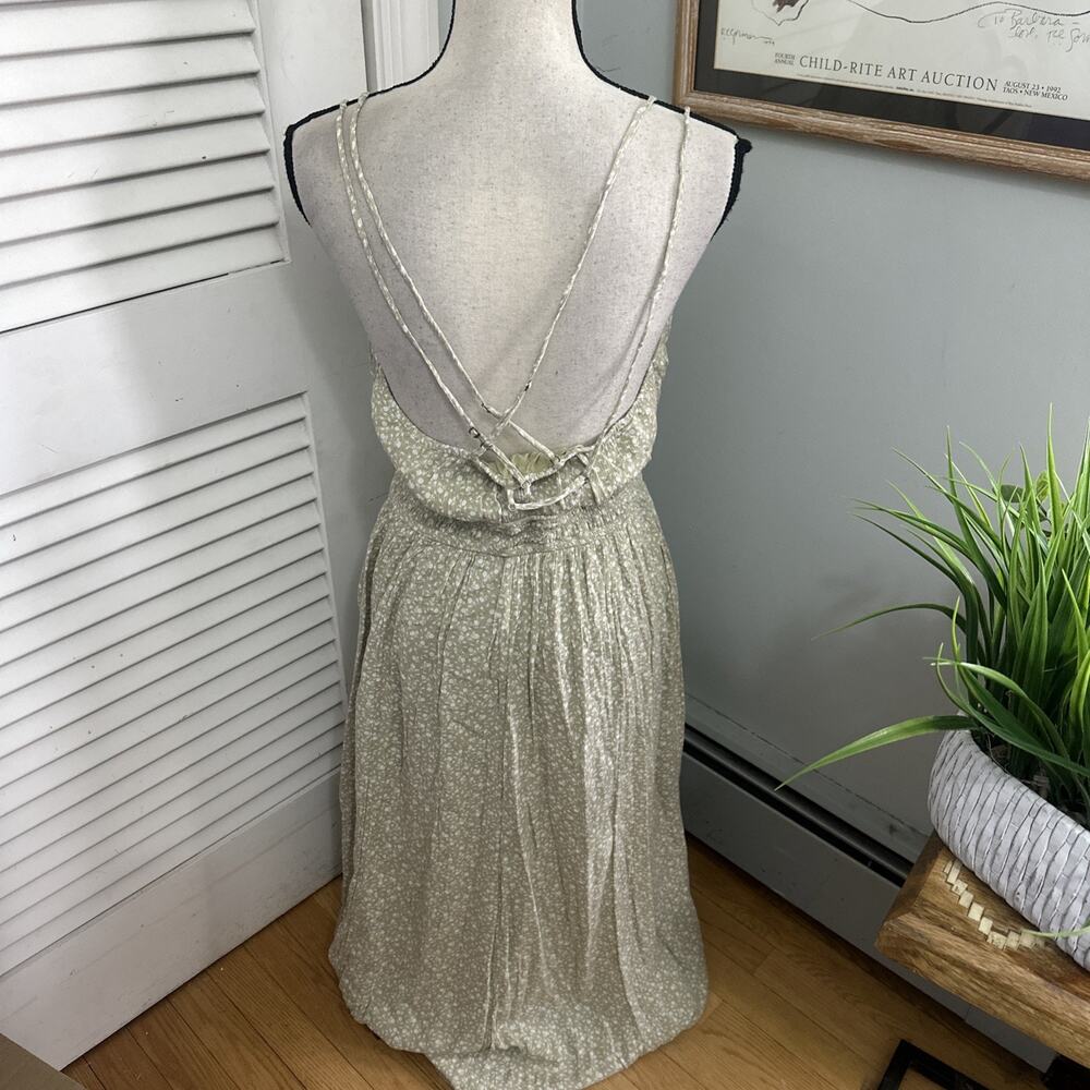 Abercrombie & Fitch Dress Womens Large Green Micro Floral Maxi Romantic Summer - Picture 4 of 10